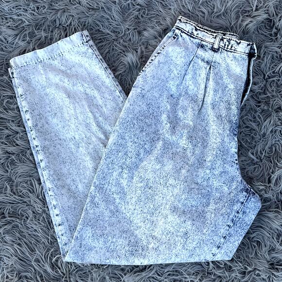 VTG 80s Levi's Sportswear Acid Wash Pleated Hi Rise Tapered Denim Jeans Plus 16 - Picture 7 of 16